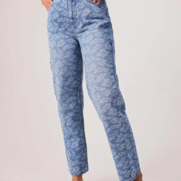 NEW WITH TAGS - Afends - shelby long hemp denim floral wide leg jeans - size 26 - Picture 2 of 5